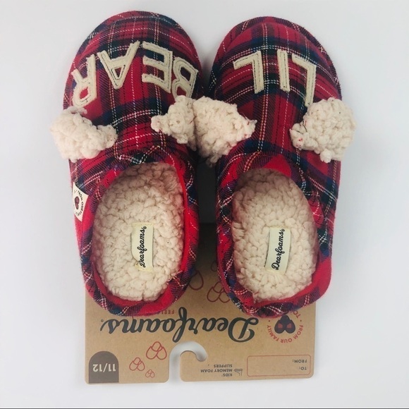 NWT Dearfoams Children’s Slippers Sz 11/12 Plaid - Picture 3 of 7